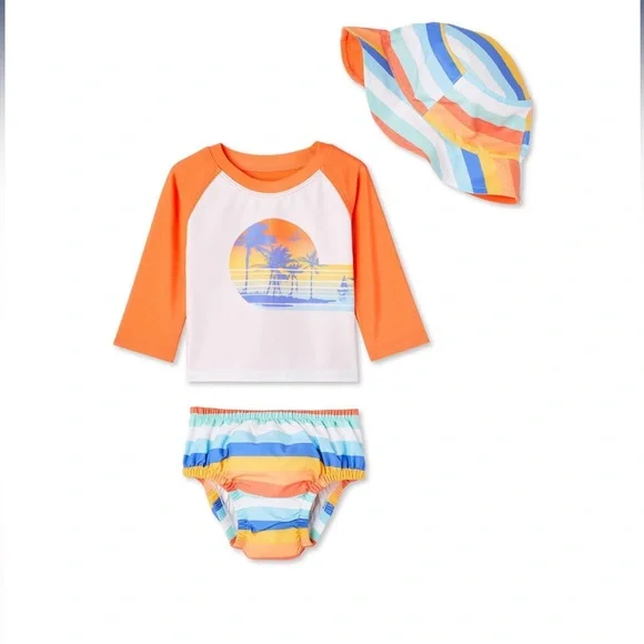 George Swim Nwt George Months Baby Boys Swim Diaper 3piece